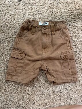 Copper Denim Kids Brown Cargo Shorts with Button Pockets